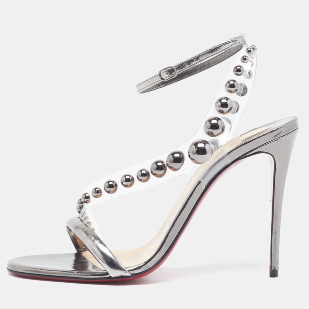 Christian Louboutin  Jewel Size 38 Transparent/silver Leather And Pvc Ankle